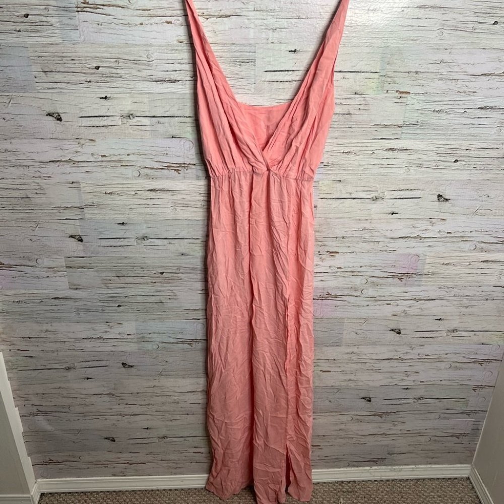 Blue life planet blue pink maxi dress size small  slit
